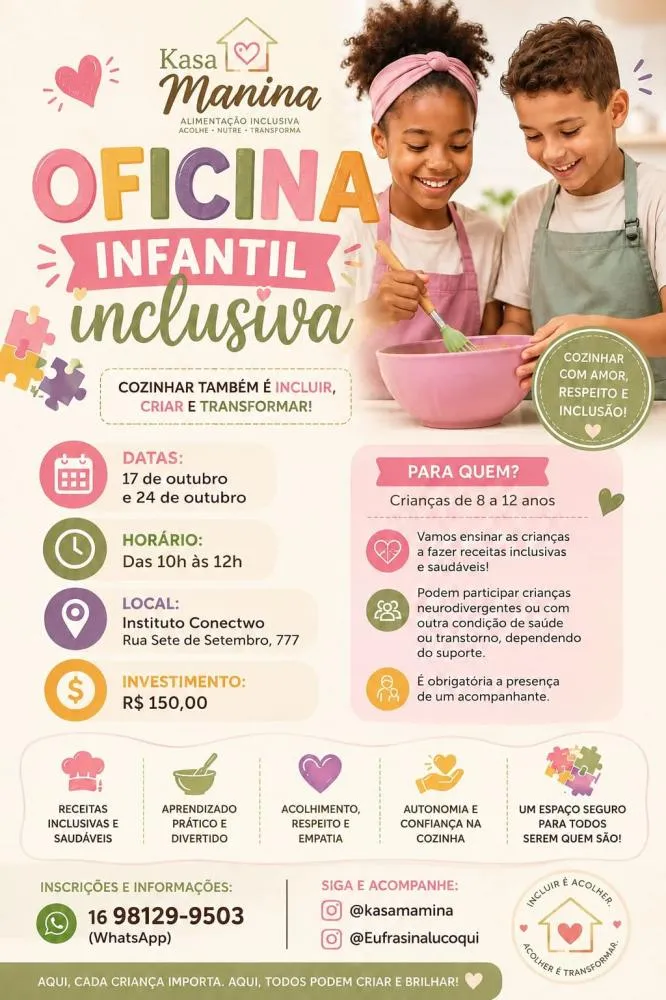 Cozinhar para incluir: KASA MANINA promove oficina infancil inclusiva em Ribeirão Preto